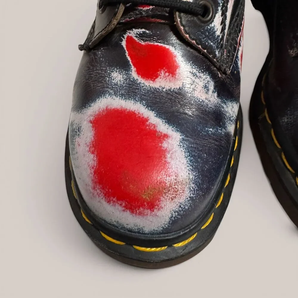 Dr. Martens 1460 8 Eye Boots UK6 US 8 Women Red Blue Rub Off Leather Punk